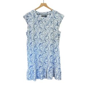 Ralph Lauren Paisley Cotton Blend Pullover Night Gown Blue White Size Large